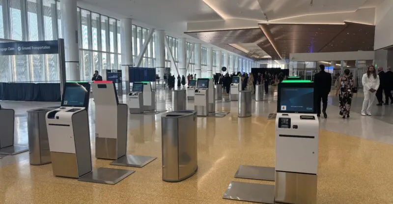 San Diego International Airport Terminal 1with SITA kiosks at check-in.