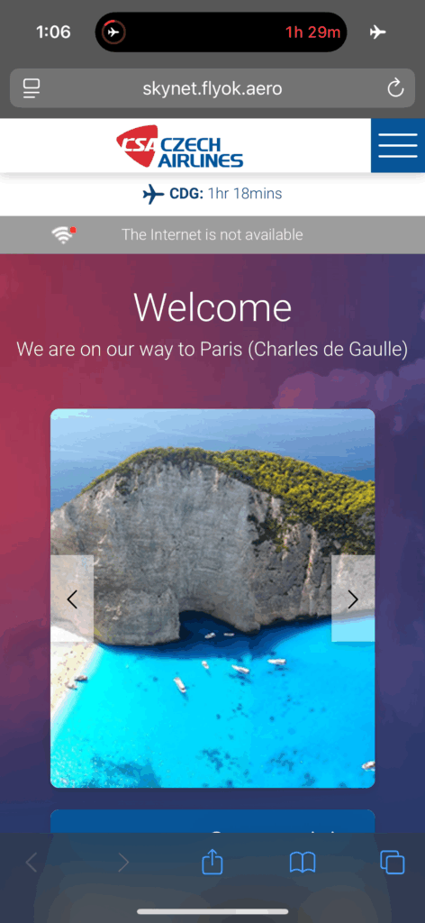 Portal page on the Wi-Fi