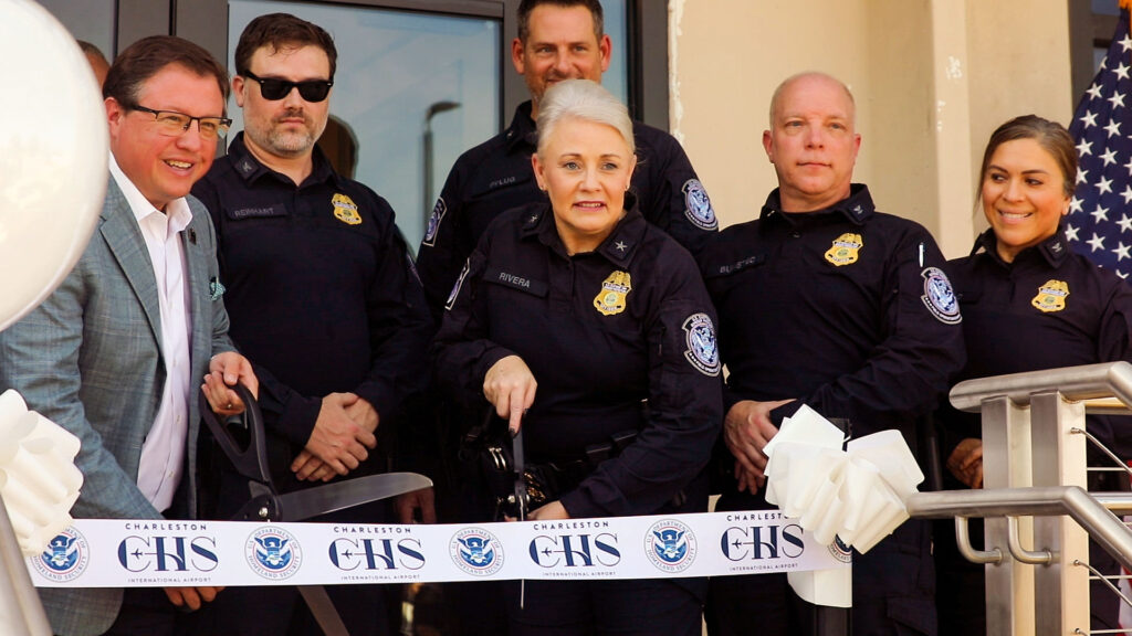 Charleston Regional Aviation Authority and U.S. Customs and Border Protection celebrate the opening of the new Global Entry Enrollment Center at Charleston International Airport with a ribbon-cutting ceremony. 