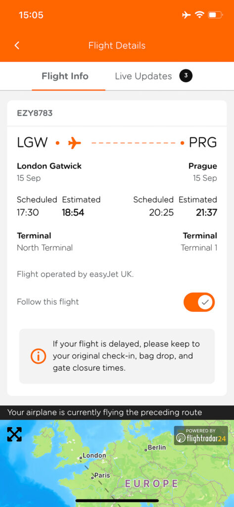 A screenshot of the passengers digital boarding pass on their phone.