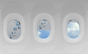 Jamco/Aerospace Technologies Group aircraft window shade technology is pictured here.