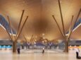 Passengers and the public will be able to see the sculpture at eye level from the pre-security departure level or by looking up from the arrivals level of the new terminal. Renderings courtesy of Gensler + HDR in association with luis vidal + architects.