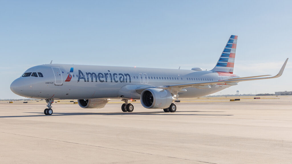 American Airlines' A321XLR parked at DFW.