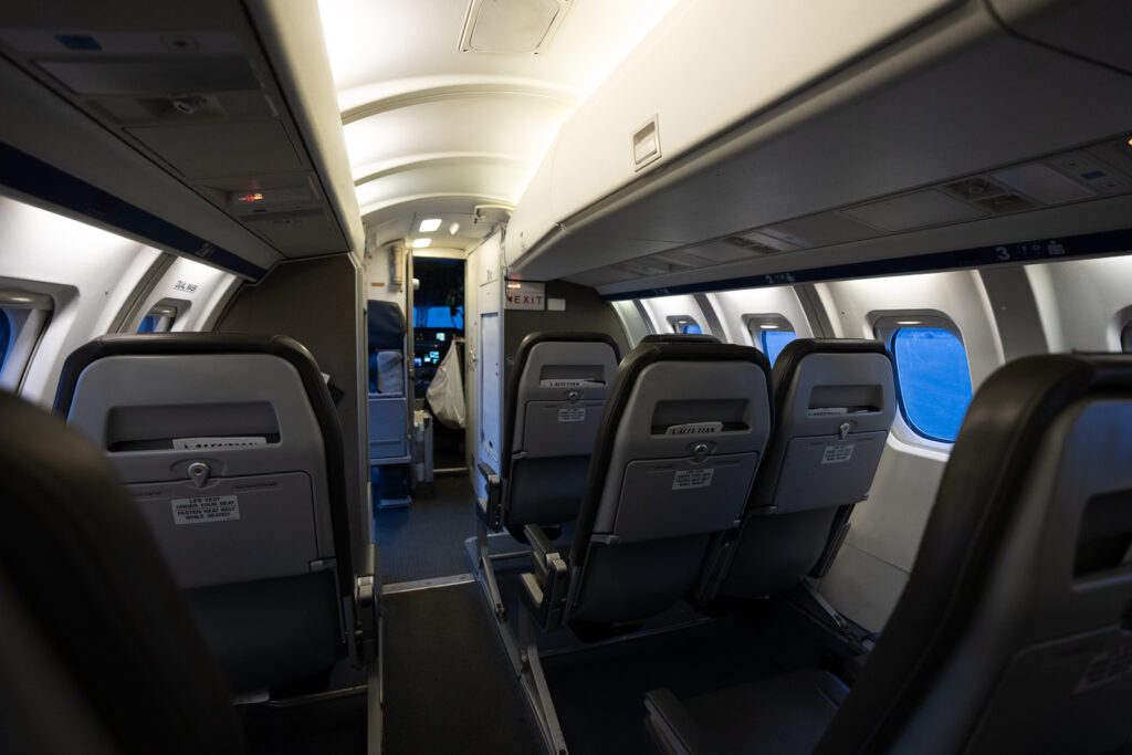 The empty Aleutian aircraft is in a 1-2 configuration.