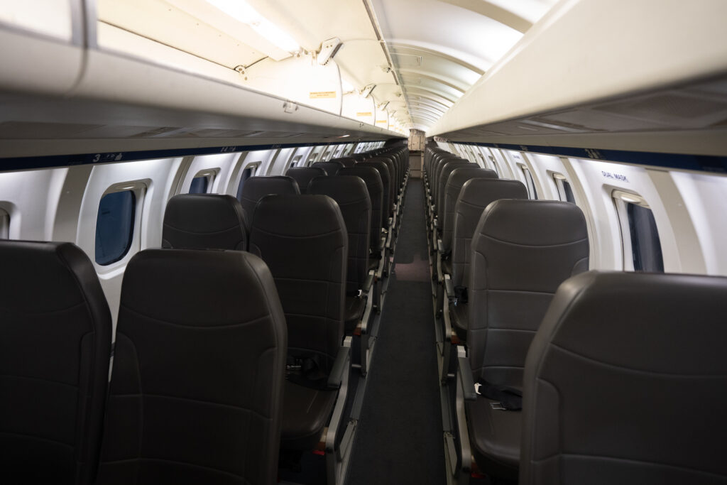 The empty Aleutian aircraft is in a 1-2 configuration.