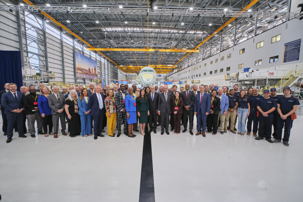 Airbus Commercial Aircraft CEO Christian Scherer and other members of the Airbus executive leadership gather with employees, elected officials, customers and community leaders to celebrate the new second A320 FAL in Mobile 