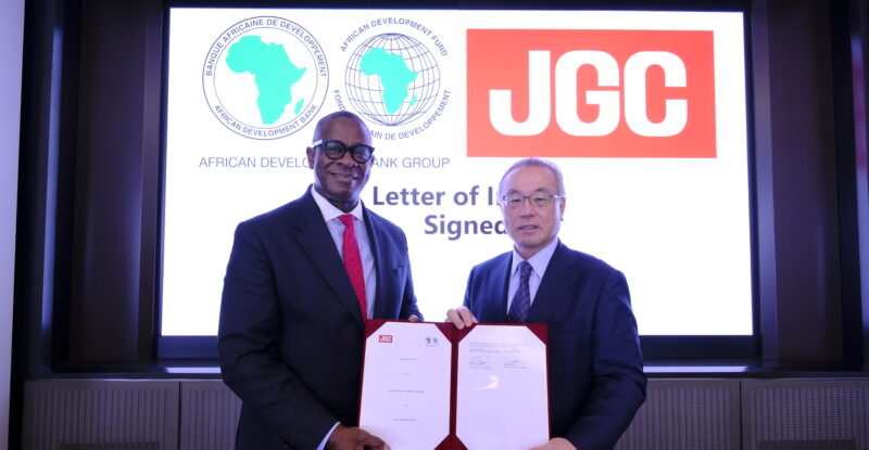 Executives from The African Development Bank and JGC Corporation showcase their new SAF agreement