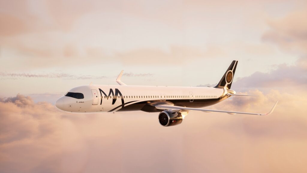 Rendering of Magnifica Air A220 in flight