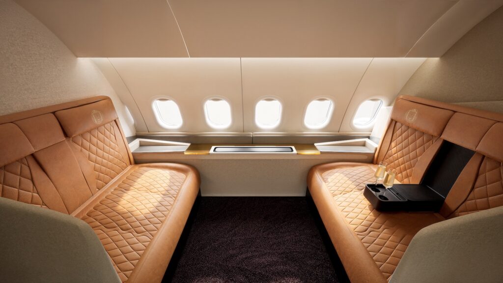 Magnifica Air interior with burnt orange leather seats with styling and stitching 