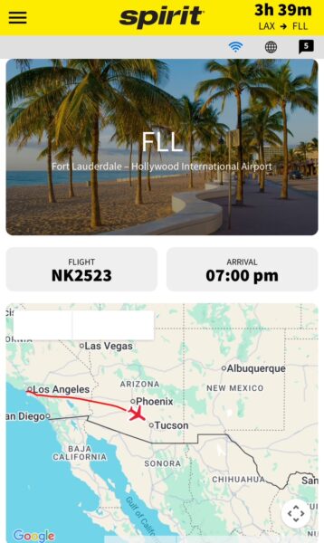 Screen shot of the moving map.