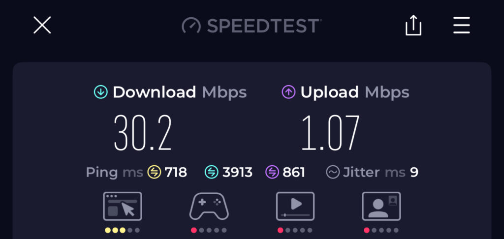 Speedtest of the Spirit WiFi.
