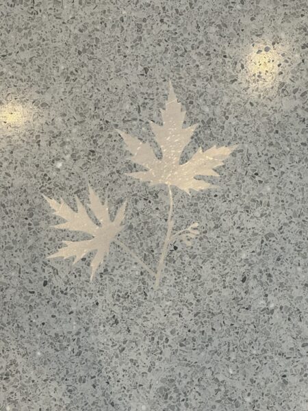 Leaf designs embedded into the floor