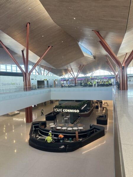 The roof slopes towards security