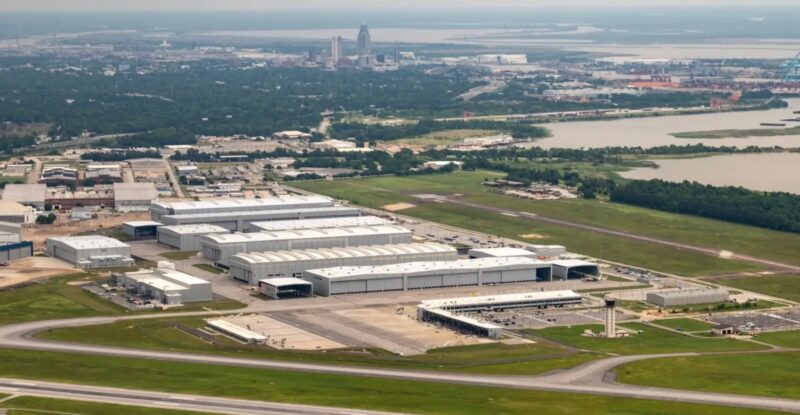 Aerial view of Airbus' Mobile campus