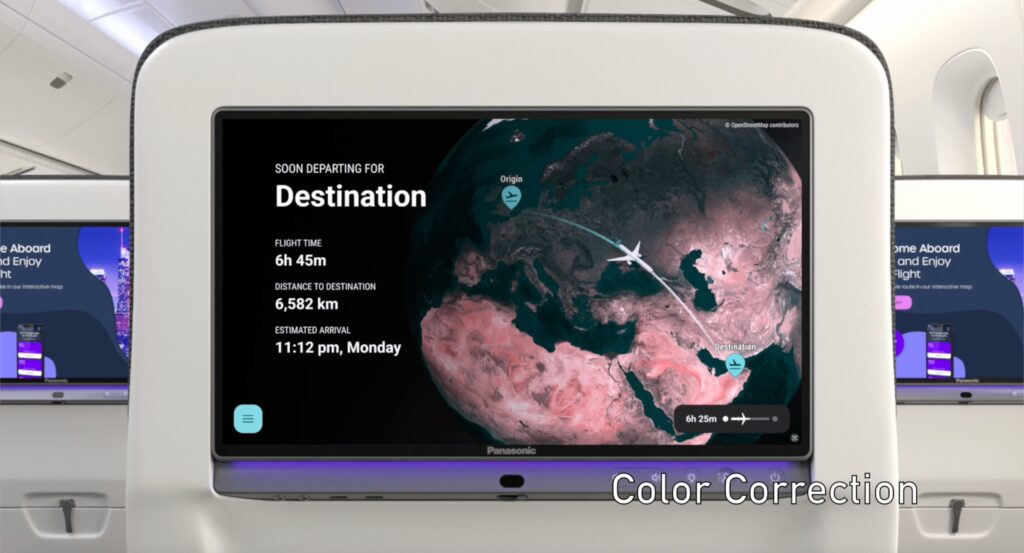 Color correction is among the accessibility features now offered on the Panasonic Arc moving map