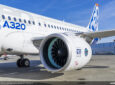 The GTF Advantage engine and lower half of an Airbus A320