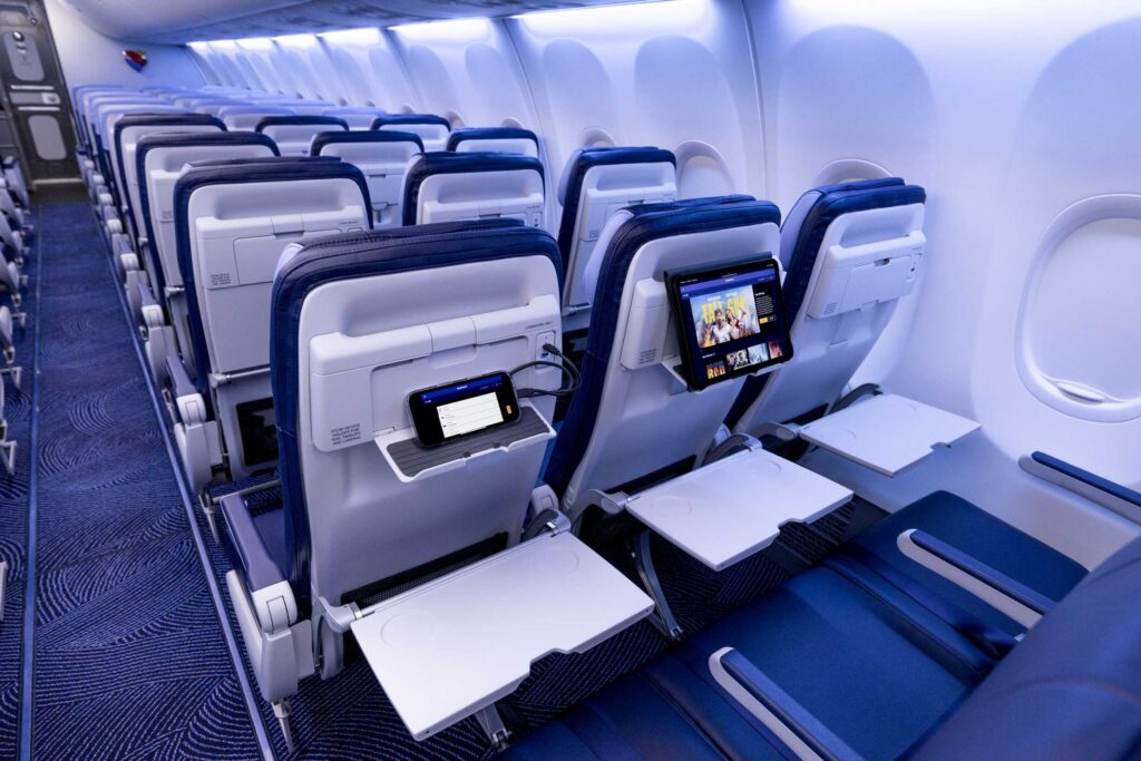 The new Southwest RECARO R2 seatbacks include a personal electronic device holder.