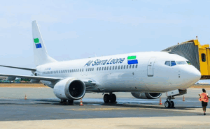 Air Sierra Leone aircraft ready for takeoff.