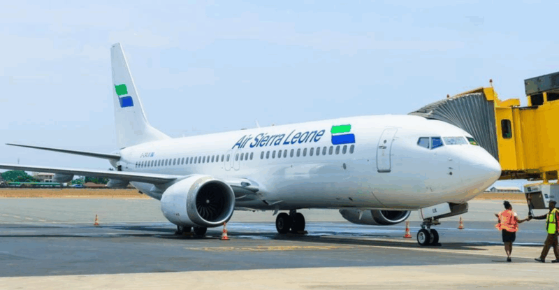 Air Sierra Leone aircraft ready for takeoff.