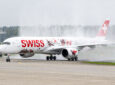 Water salute for SWISS' A350-900 at Zurich Airport