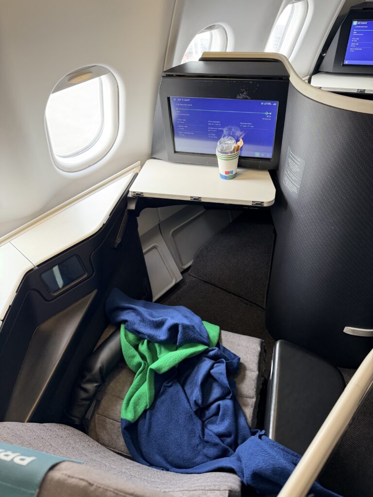 Overhead view of the lie-flat seat