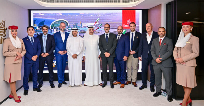 L-R: Kan Ni, VP AOCC, Dubai Airports; Ersin Inankul, SVP Business Technology, Dubai Airports; Jan Willem Kappes, CCO, Assaia; Adel Al Redha, Deputy President & Chief Operations Officer, Emirates; Majed Al Jokar, Chief Operating Officer, DXB; Rami El Samra, Vice President Business Support, Emirates Airport Services, Emirates; Ben Lindley, Vice President Ramp Operations, Emirates Airport Services, Emirates; Christiaan Hen, CEO, Assaia; Rene Müller; Yusuf Tungekar, Head Operations Business Systems, Dubai Airports.