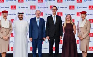 Emirates and Safran executives at the Dubai Air Show