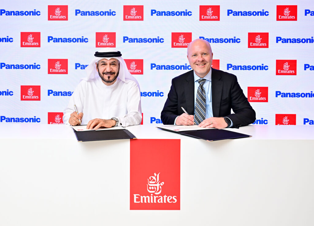 From left to right: Adel Ahmad Al Redha, Deputy President & Chief Operations Officer, Emirates; Ken Sain, CEO, Panasonic Avionics.
