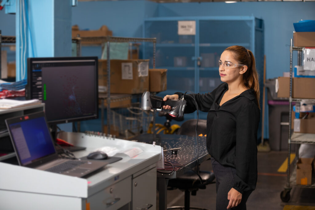 Estephany Rascon uses scanner equipment