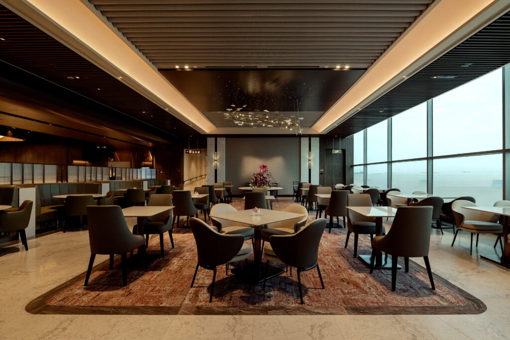 Floor-to-ceiling windows at the main dining area