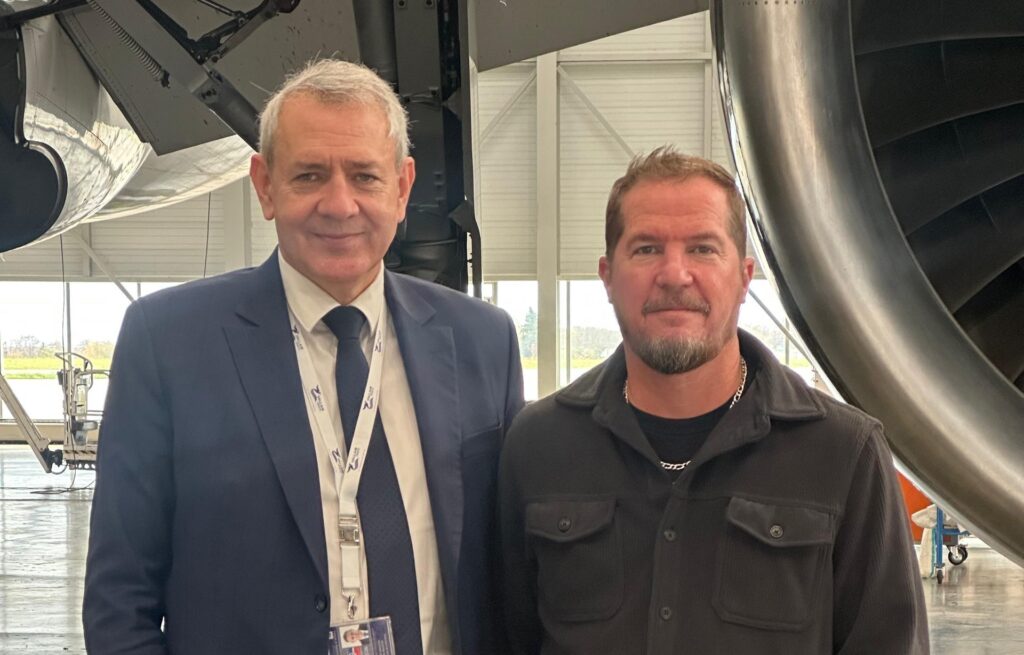 Gregoire Lebigot, CEO, Vallair Group (L) and Aaron Grigsby, Chief Executive, AeroX (R)