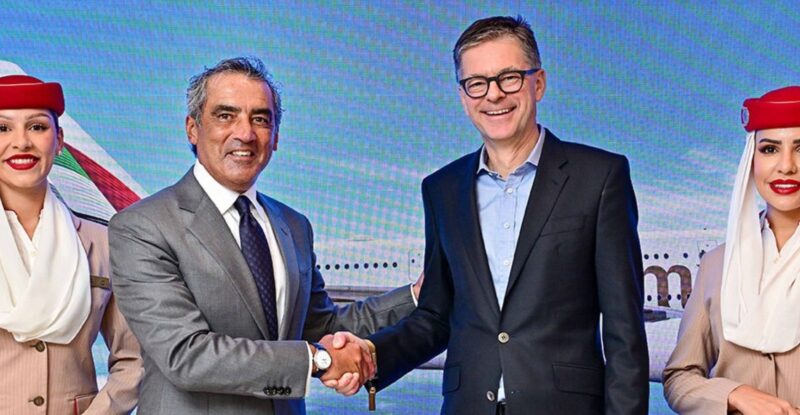 Executives of Diehl and Emirates at the signing.