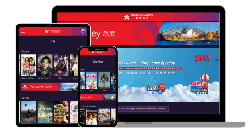 Hong Kong Airlines' interface with Bluebox's Blueview as seen on various devices here.