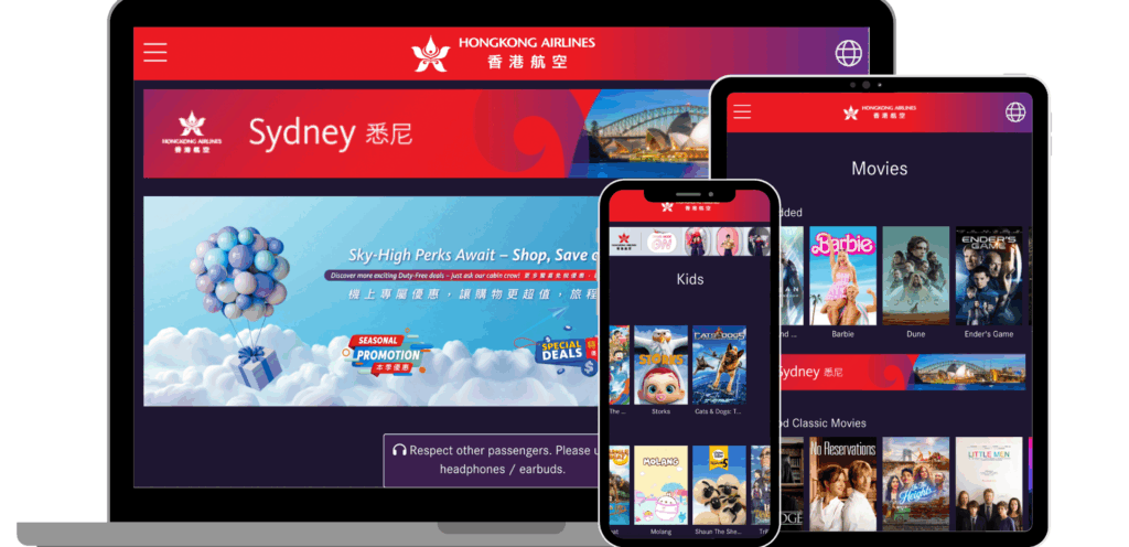 Hong Kong Airlines' interface with Bluebox's Blueview as seen on various devices here.