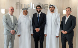 Ghaith Al Ghaith, Chief Executive Officer at flydubai, Mohammed Hareb AlMheiri, Chief Procurement & Technology Officer at flydubai, and Daniel Kerrison, Senior Vice President of Inflight Operations at flydubai