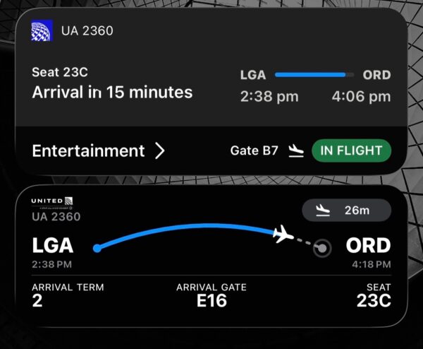 A screen shot of the boarding pass for the United Airlines passenger.
