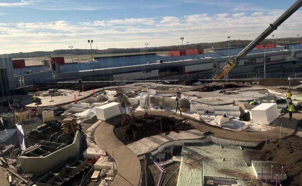 Outdoor terraces being erected