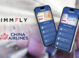 Two mobile devices are showing Immfly's W-IFE portal for China Airlines.