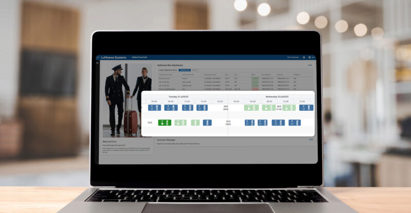 NetLine Crew Pairing Application as seen on a laptop.
