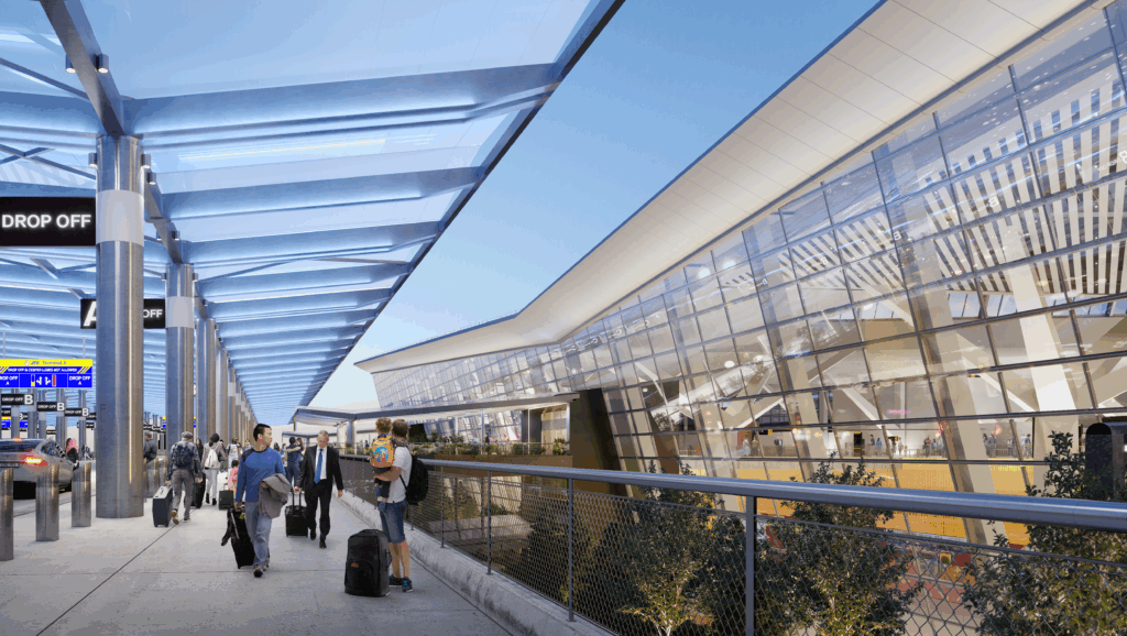 New Terminal One departures curbside.