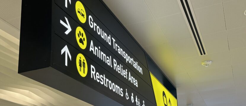 Signage at Pittsburgh International Airport's new landside terminal