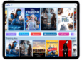 IndiGo–Bluebox landing page showing various titles that passengers can watch in flight.