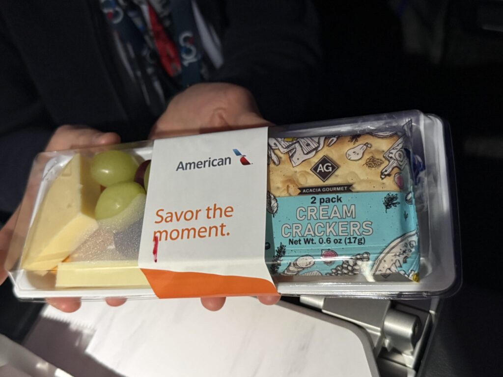 Fruit and cheese option in economy class