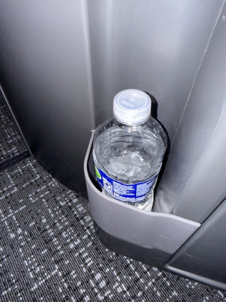 Water bottle storage in the Flagship Suite. 