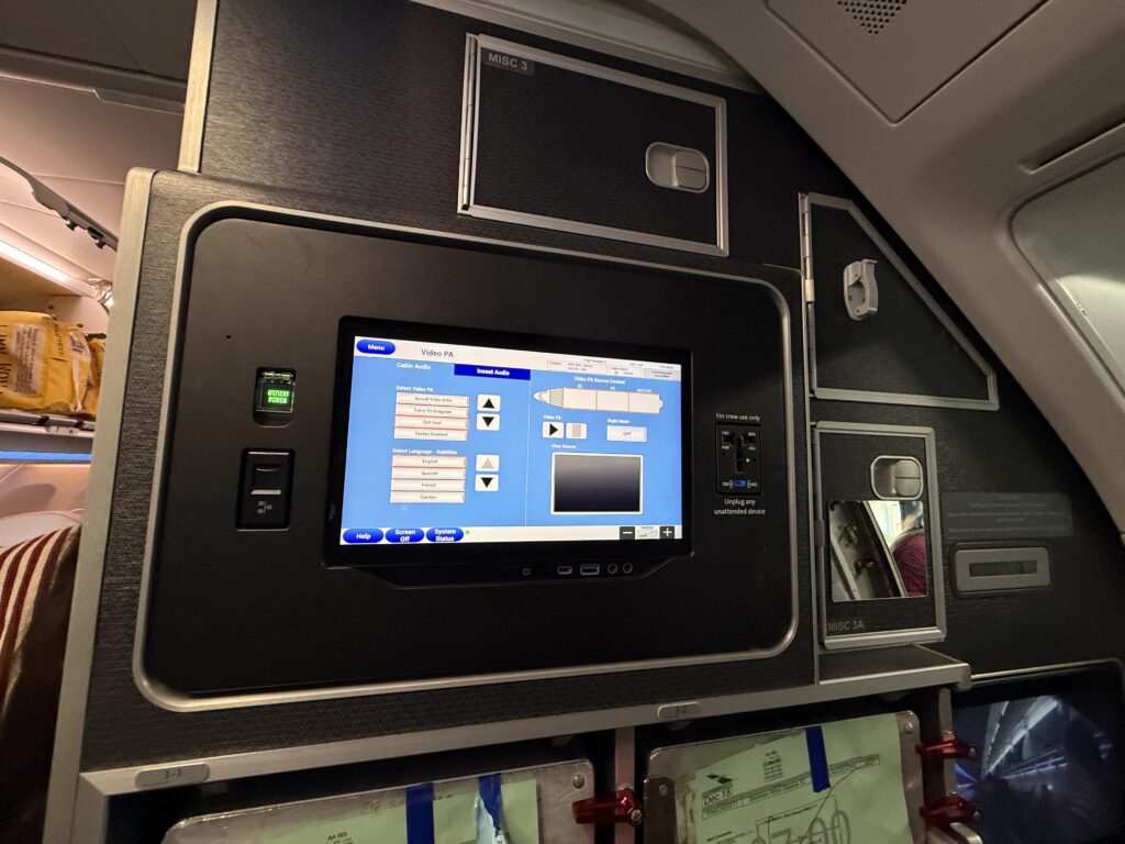 Cabin management system on board the AA A321XLR