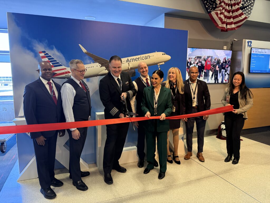 Ribbon cutter ceremony at JFK for the American Airlines Airbus A321XLR.