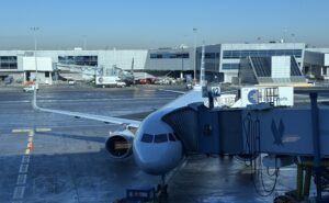 American A321XLR at the gate, parked and ready to board