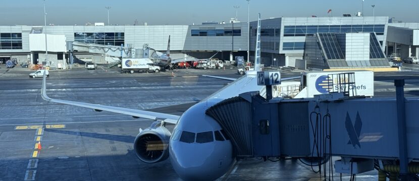 American A321XLR at the gate, parked and ready to board
