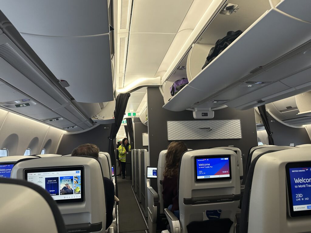 Seatbacks of PE seats on BA A350-1000