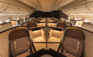 Aria Suite business class cabin on the Cathay Pacific Boeing 777-300ER